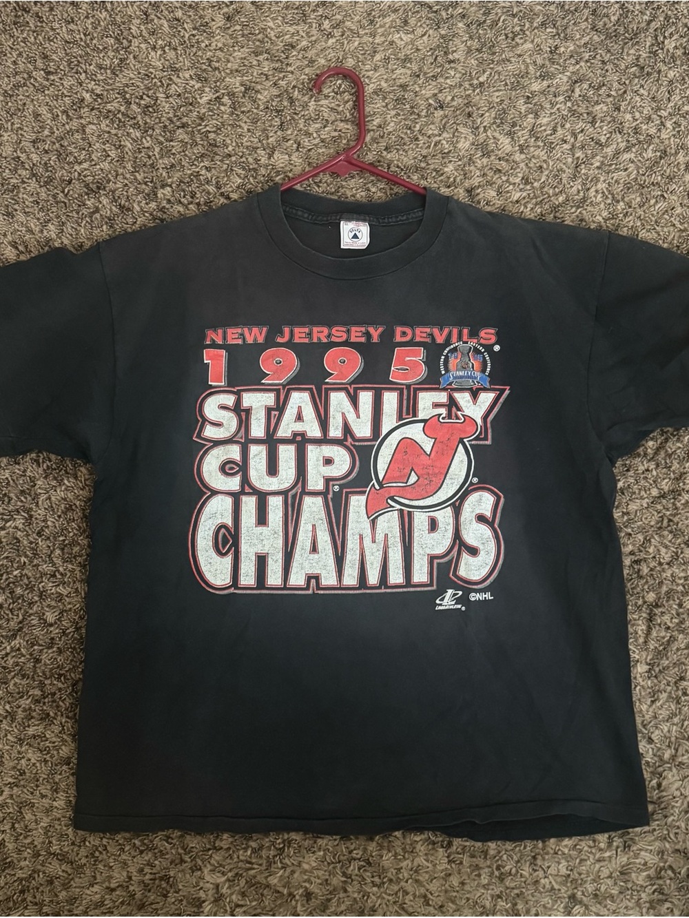 Vintage New Jersey Devils 1995 Stanley Cup Champs Black T-Shirt